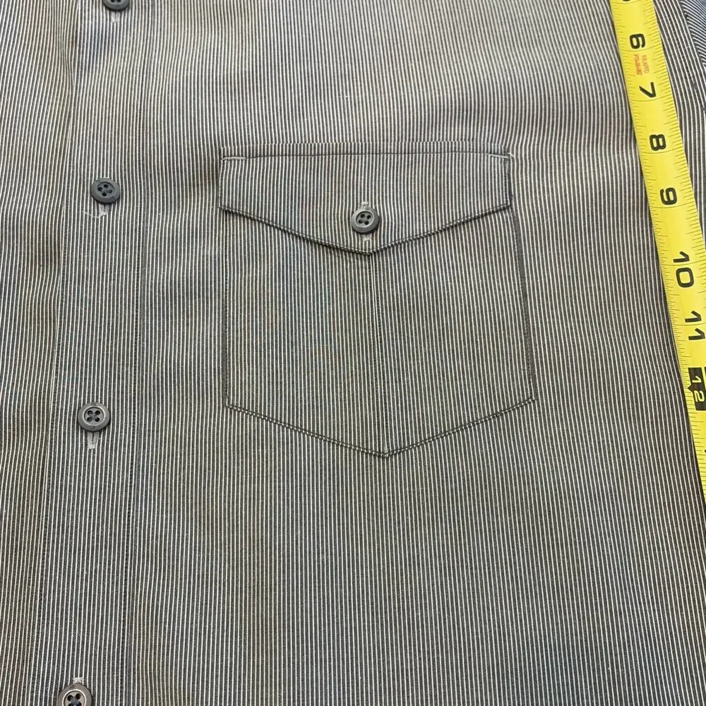 Banana Republic Men's Short Sleeve Dress Shirt XL 17-17.5 Grey Black Microstripe